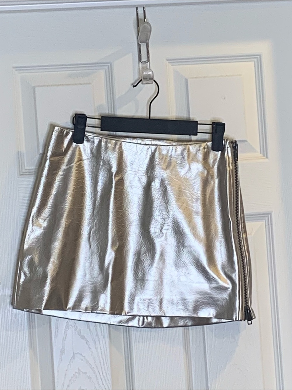 Future Collective Silver Metallic Mini Skirt Size XS